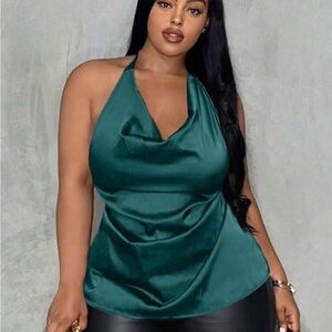 Elegant Green Halter Top 1XL